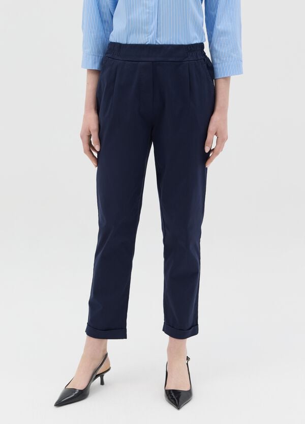Ovs Pantalone Cropped In Cotone Stretch Blu