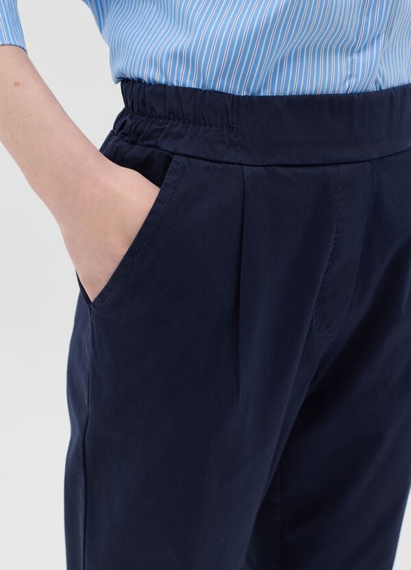 Ovs Pantalone Cropped In Cotone Stretch Blu