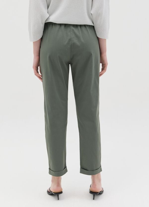 Ovs Pantalone Cropped In Cotone Stretch Verde
