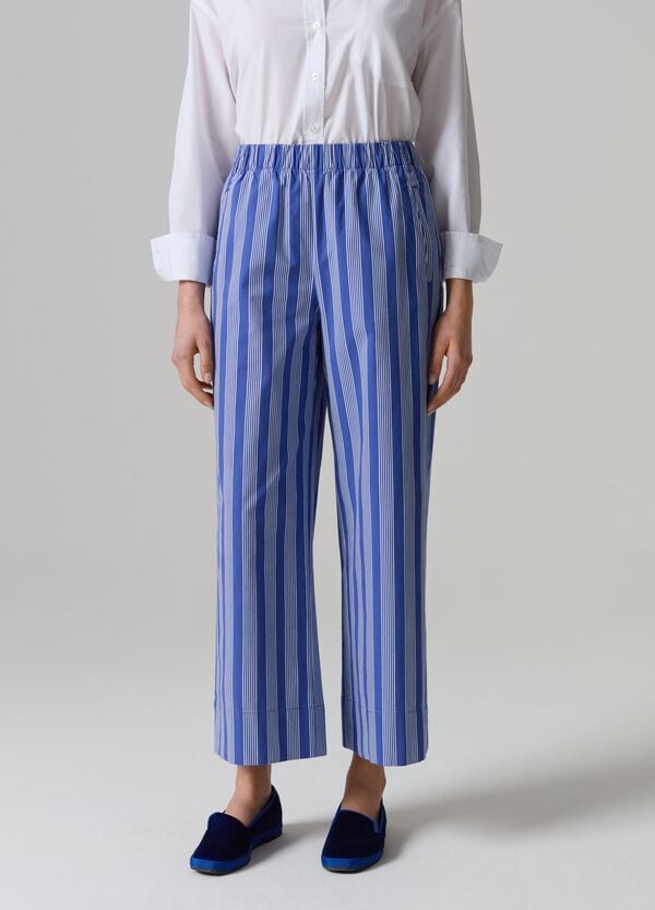 Ovs Pantalone Cropped Wide Leg A Righe Sottili