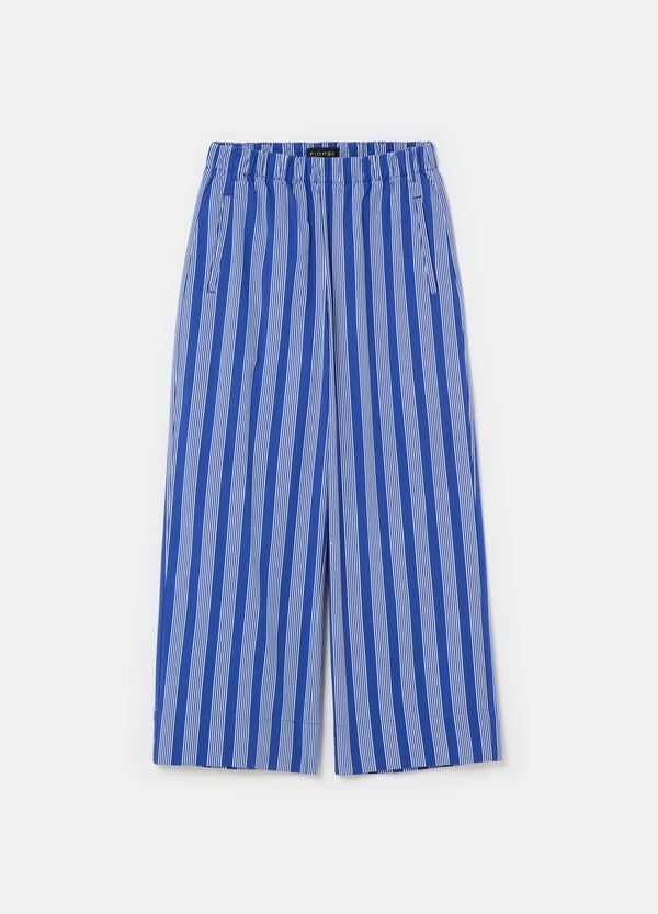 Ovs Pantalone Cropped Wide Leg A Righe Sottili