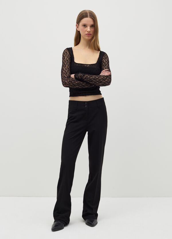 Ovs Pantalone Flare Fit Con Doppio Bottone