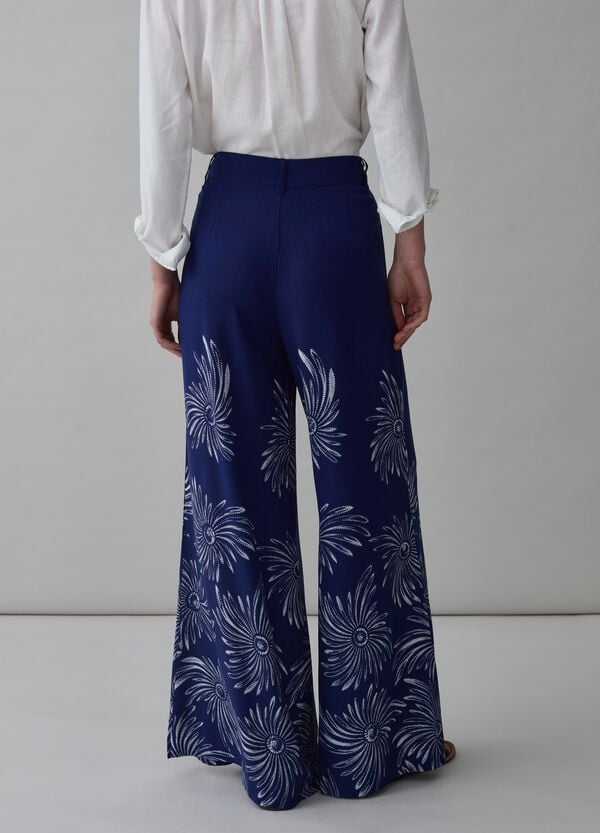 Ovs Pantalone Flare Fit In Viscosa Con Stampa