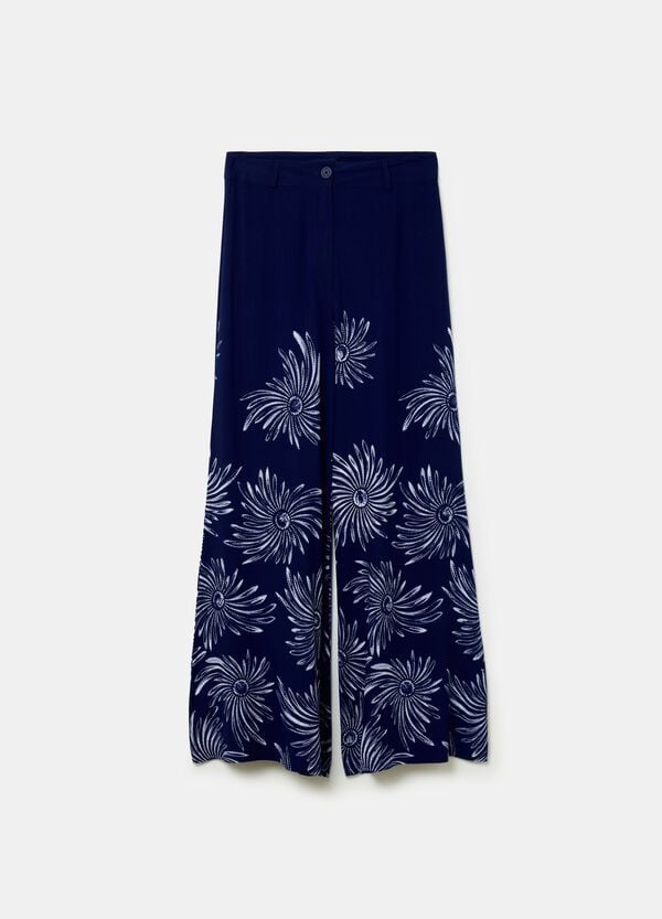 Ovs Pantalone Flare Fit In Viscosa Con Stampa