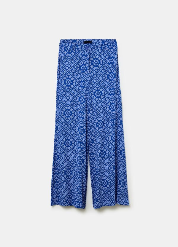 Ovs Pantalone Flare Fit In Viscosa Con Stampa