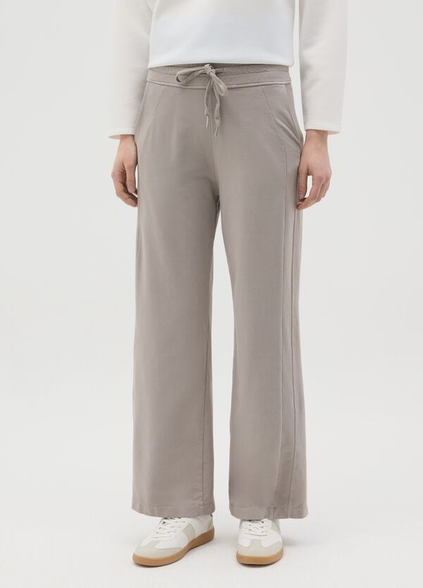 Ovs Pantalone Fluido A Gamba Larga Beige