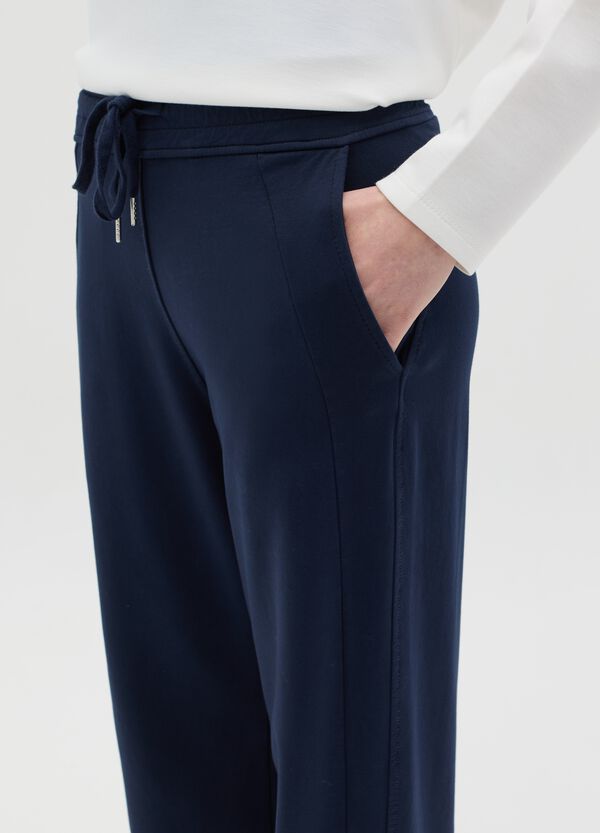 Ovs Pantalone Fluido A Gamba Larga Blu