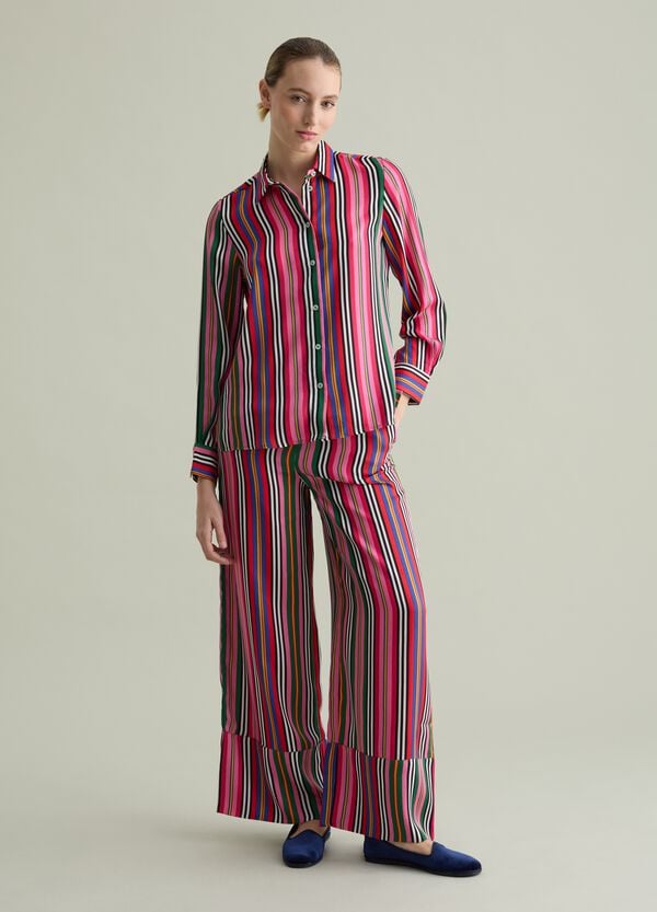 Ovs Pantalone Fluido A Righe Multicolor