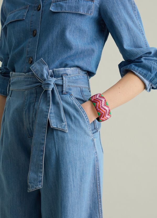 Ovs Pantalone Fluido In Denim Con Pinces