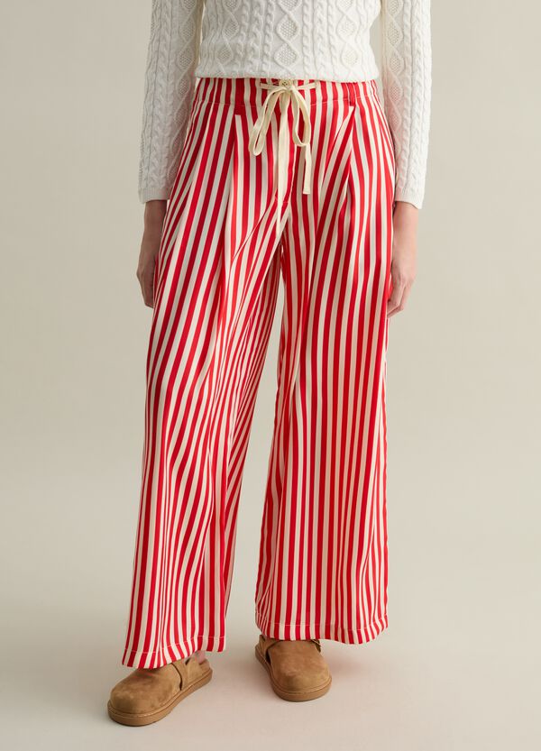 Ovs Pantalone Gamba Larga A Righe Con Coulisse