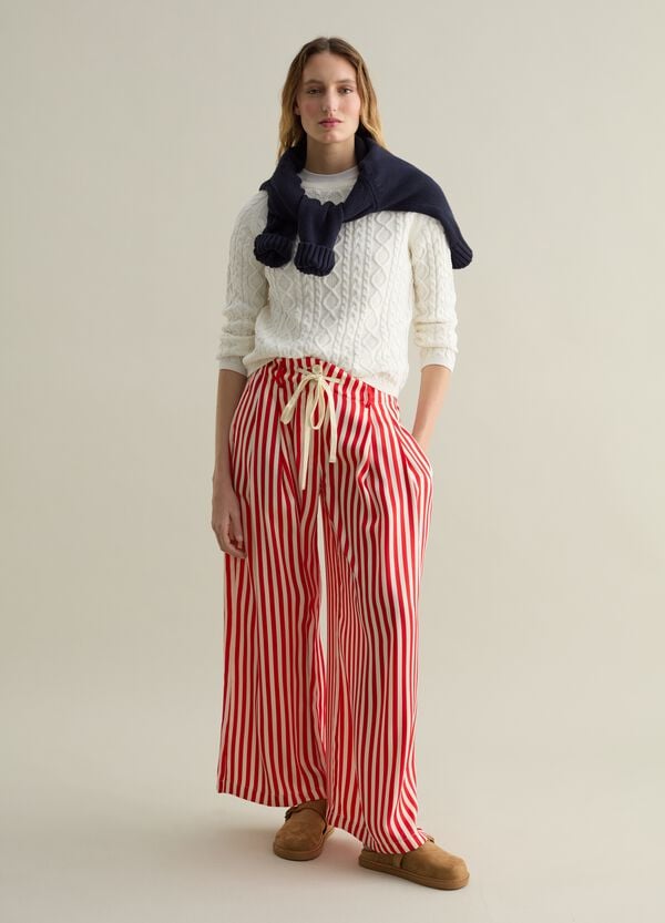 Ovs Pantalone gamba larga a righe con coulisse
