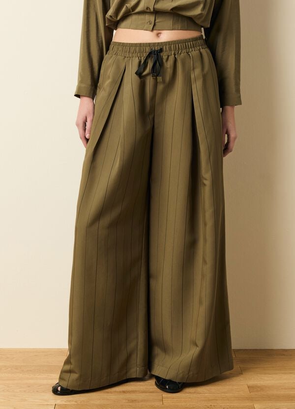 Ovs Pantalone Gessato A Gamba Larga Con Pinces