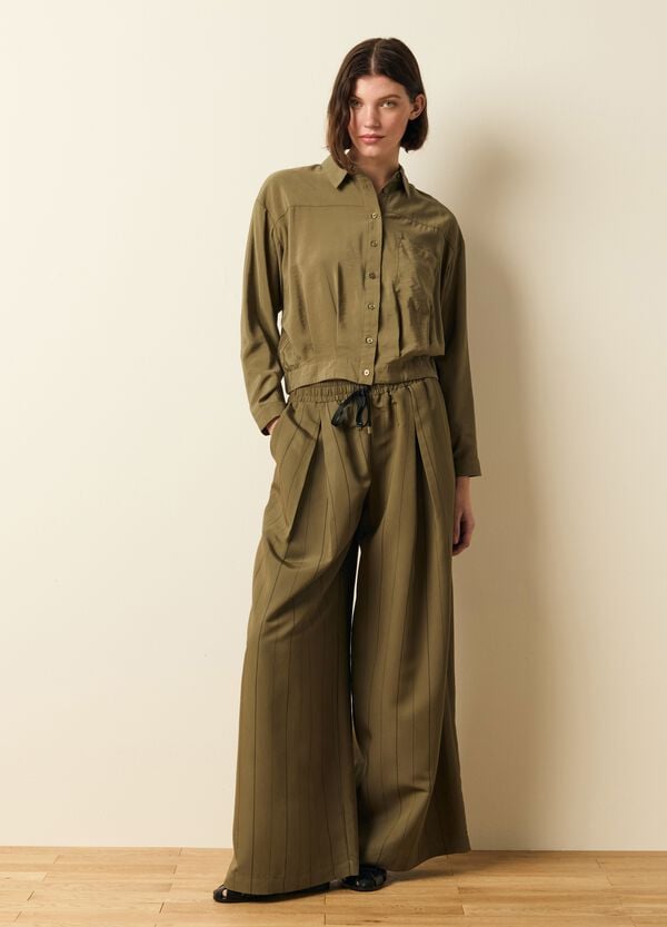 Ovs Pantalone gessato a gamba larga con pinces