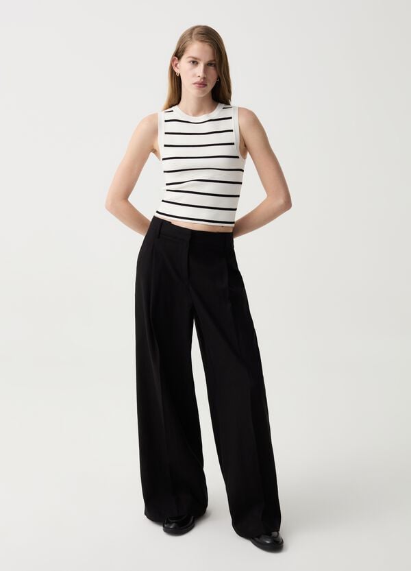 Ovs Pantalone palazzo wide leg con pinces