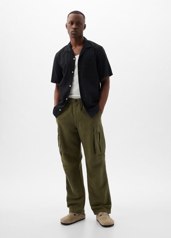 Ovs Pantalone parachute cargo in lino e cotone