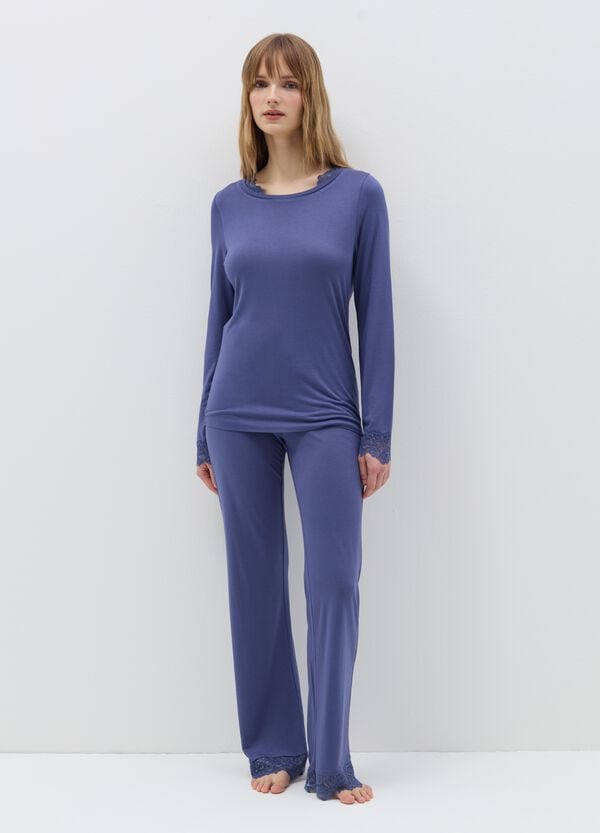 Ovs Pantalone pigiama con inserto in pizzo