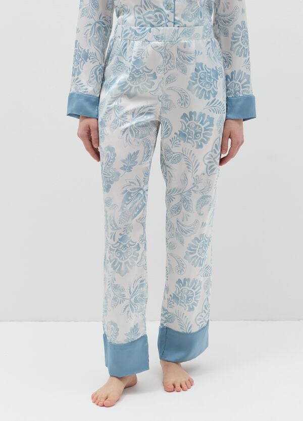 Ovs Pantalone Pigiama Floreale In Satin