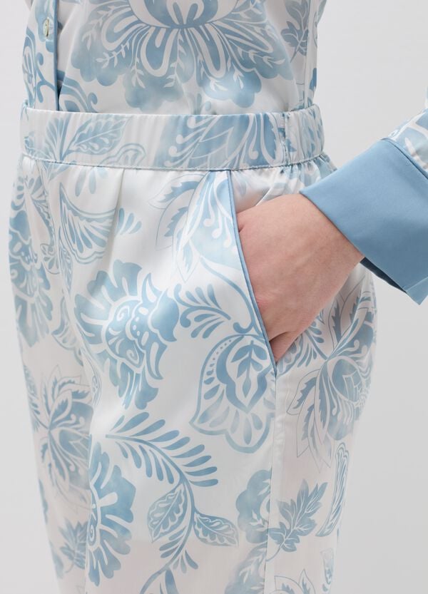 Ovs Pantalone Pigiama Floreale In Satin