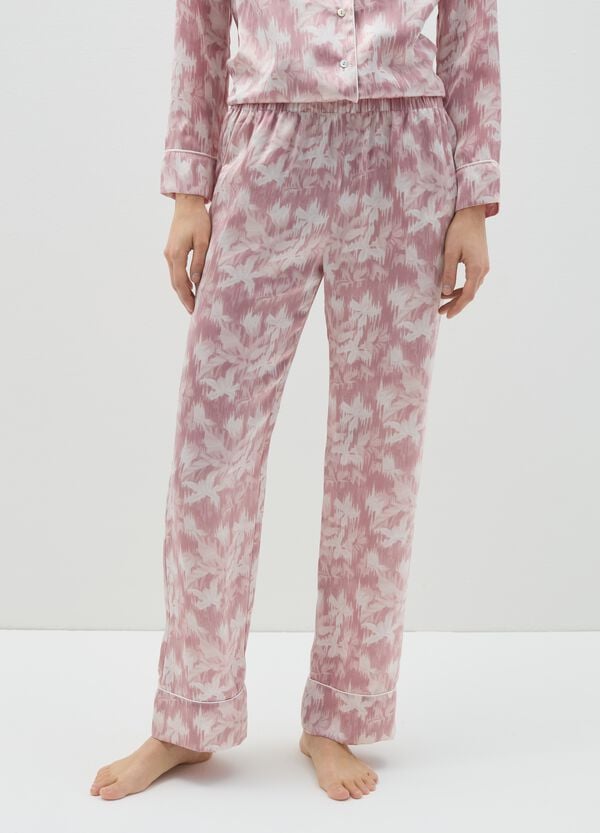 Ovs Pantalone Pigiama In Satin Rosa E Bianco
