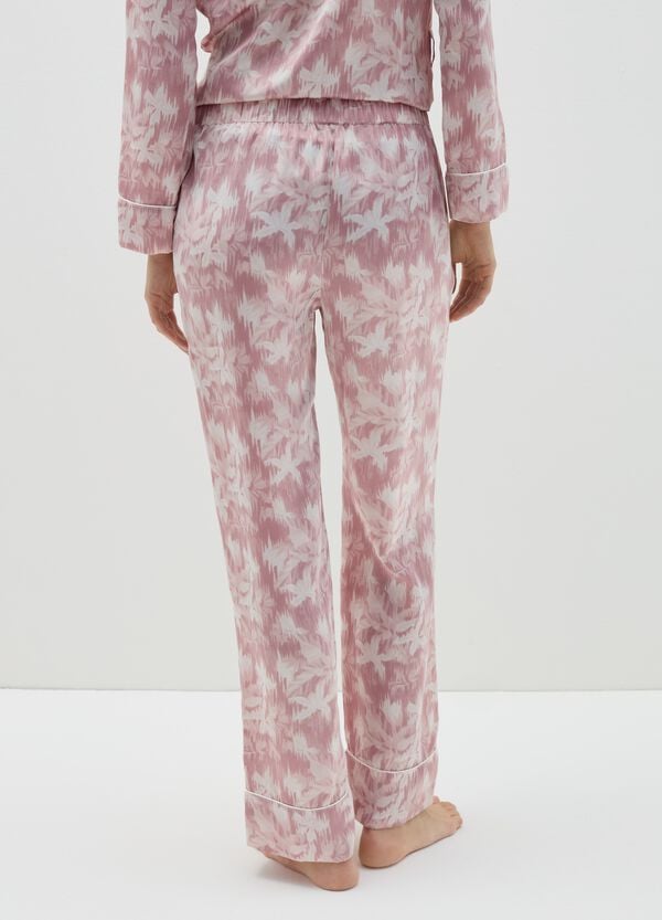 Ovs Pantalone Pigiama In Satin Rosa E Bianco