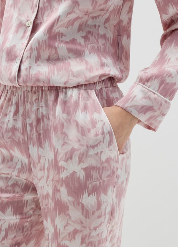 Ovs Pantalone Pigiama In Satin Rosa E Bianco