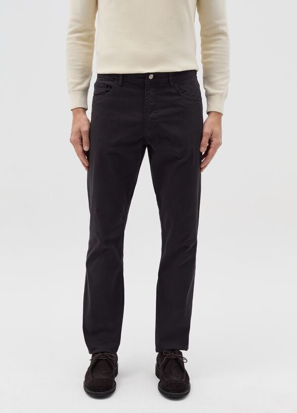 Ovs Pantalone Slim Fit In Cotone Stretch Nero