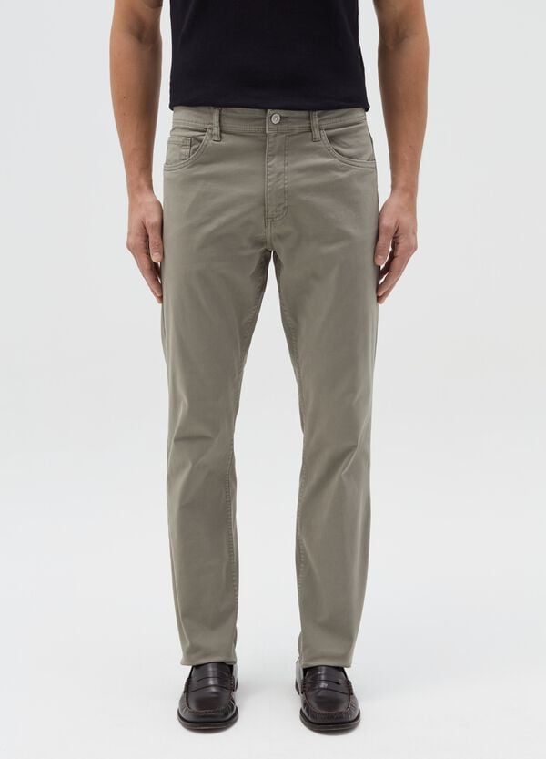 Ovs Pantalone Slim Fit In Cotone Stretch Verde