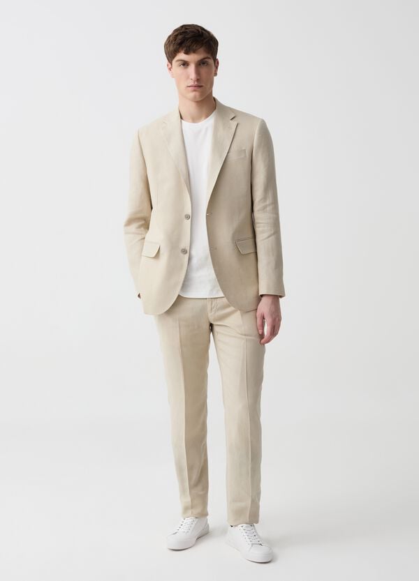 Ovs Pantalone slim fit in lino tinta unita