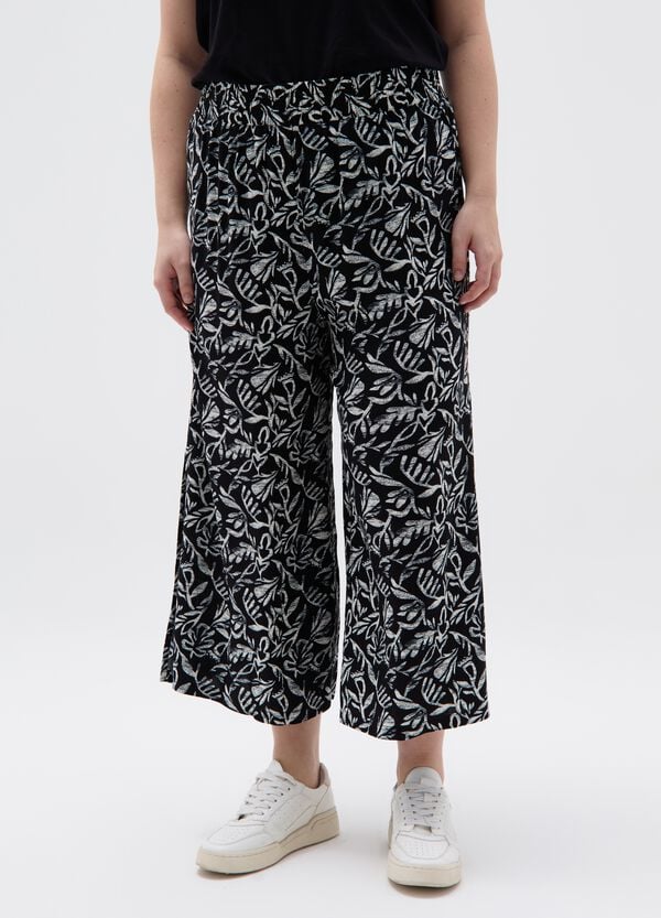 Ovs Pantalone Wide Leg Crop Con Stampa Curvy