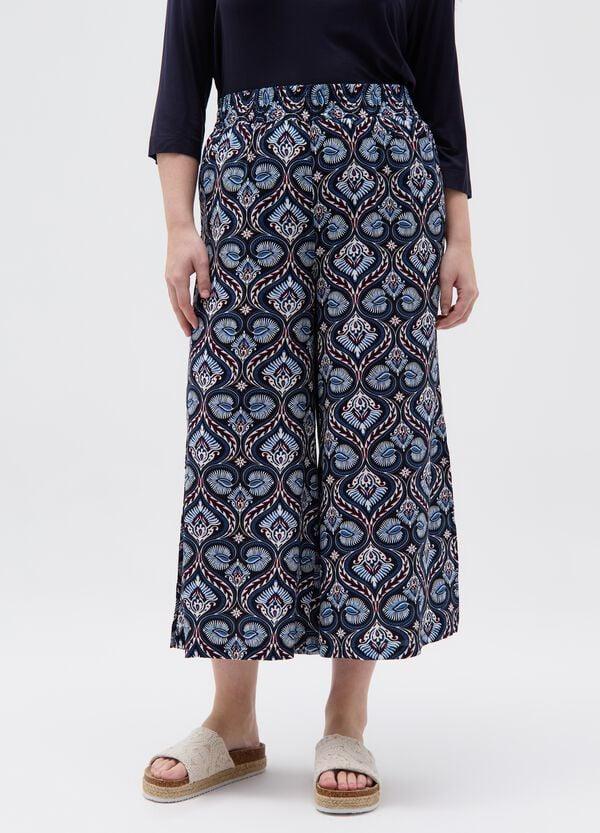 Ovs Pantalone Wide Leg Crop Stampato Curvy