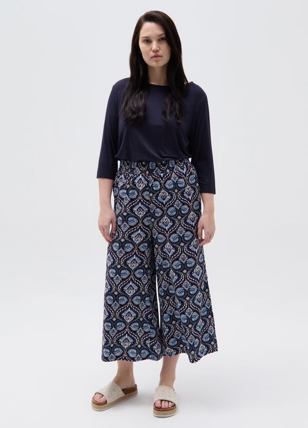 Ovs Pantalone wide leg crop stampato Curvy