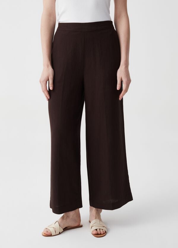 Ovs Pantalone Wide Leg In Lino E Viscosa