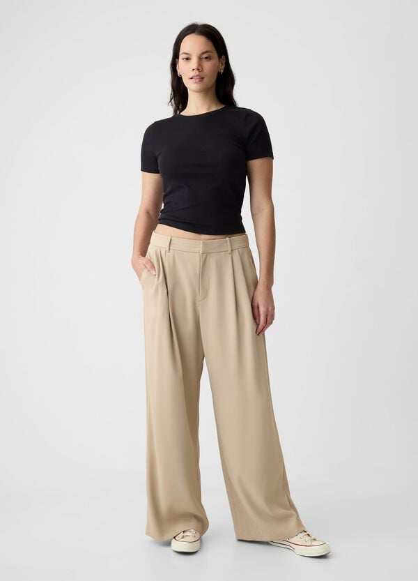 Ovs Pantalone Wide Leg Vita Alta Con Pinces