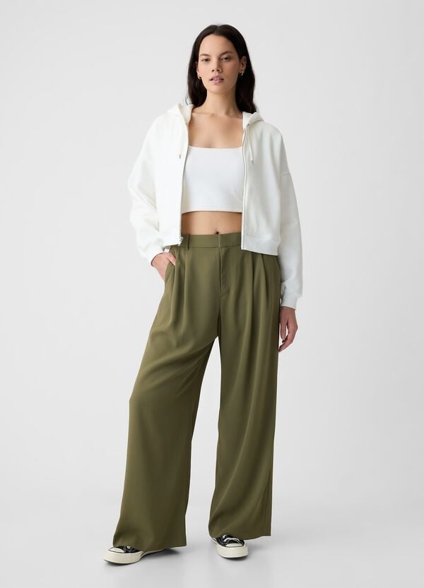 Ovs Pantalone Wide Leg Vita Alta Con Pinces