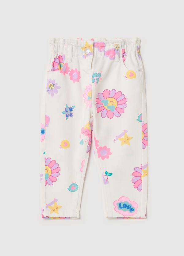 Ovs Pantaloni baggy fit con stampa fiori e gelati
