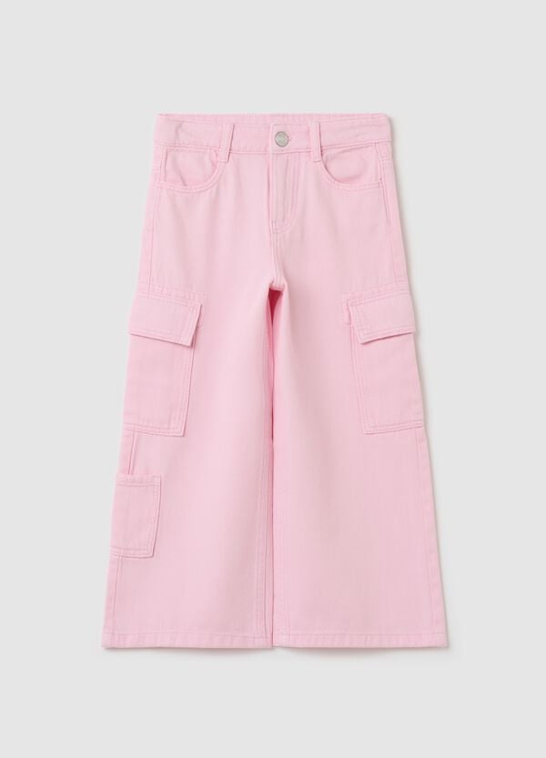 Ovs Pantaloni cargo a gamba larga in twill