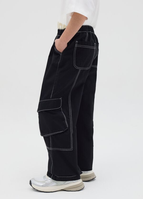 Ovs Pantaloni Cargo Con Impunture A Contrasto