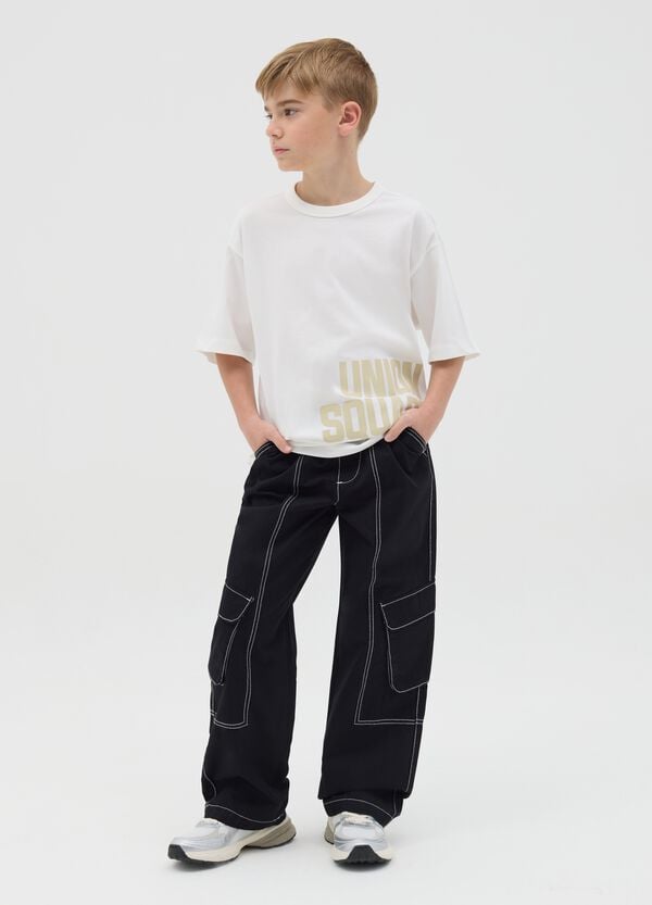Ovs Pantaloni cargo con impunture a contrasto
