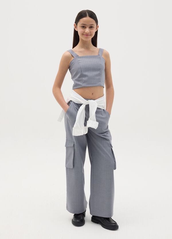 Ovs Pantaloni cargo gessati
