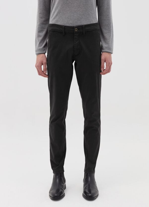Ovs Pantaloni Chino In Cotone Stretch Tinta Unita