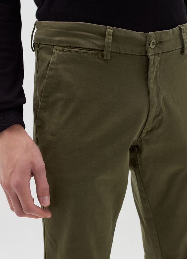 Ovs Pantaloni Chino In Cotone Stretch Tinta Unita