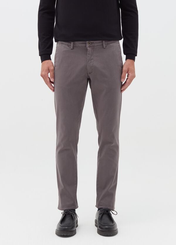 Ovs Pantaloni Chino In Cotone Stretch Tinta Unita