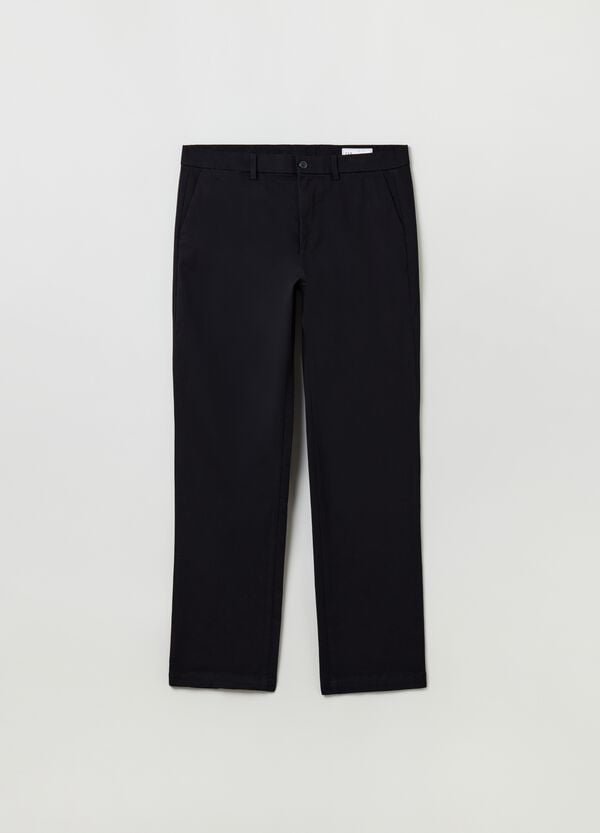 Ovs Pantaloni Chino Straight Fit In Cotone Stretch
