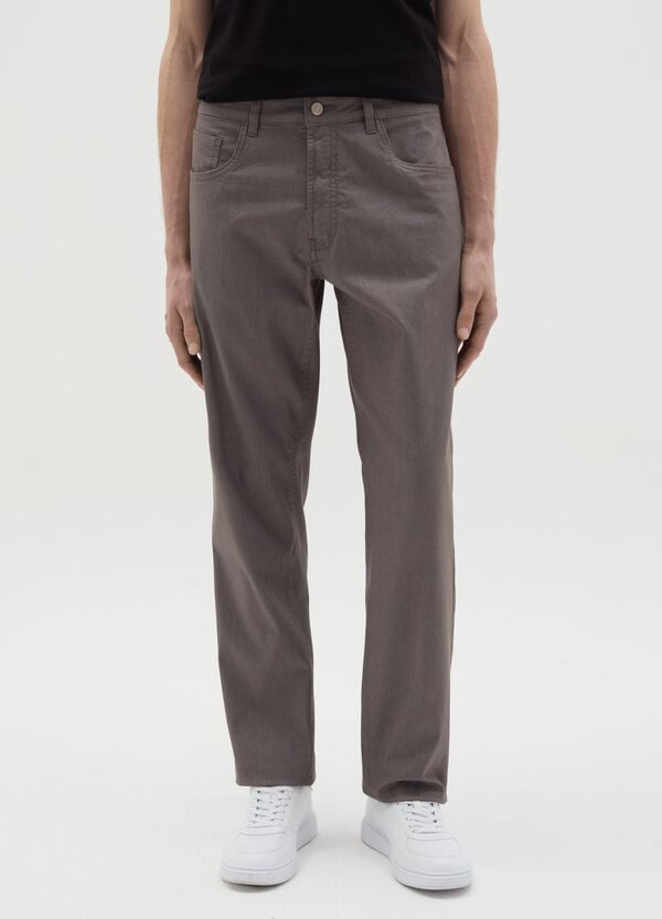 Ovs Pantaloni Cinque Tasche Con Micro Trama