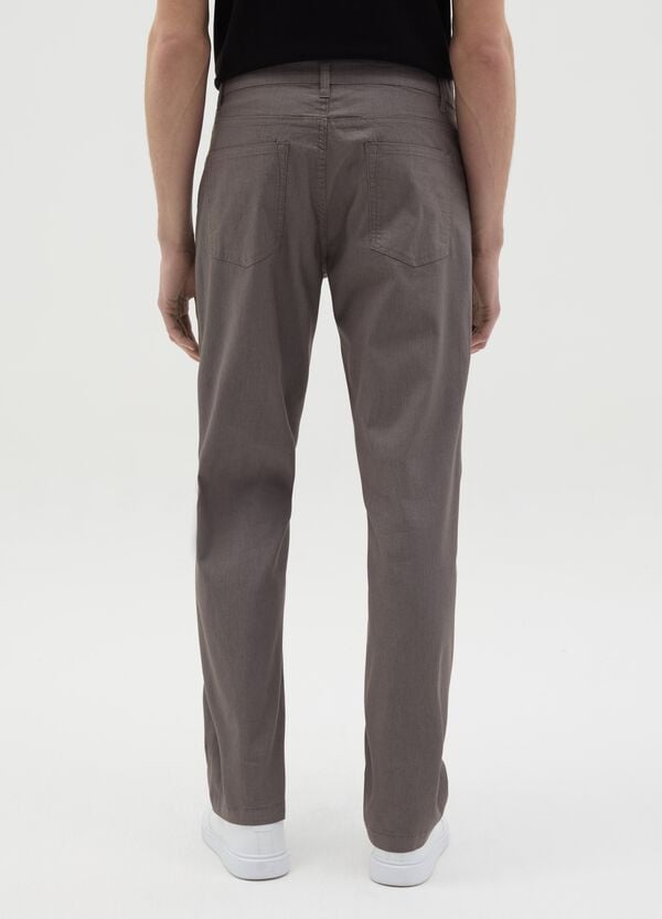 Ovs Pantaloni Cinque Tasche Con Micro Trama