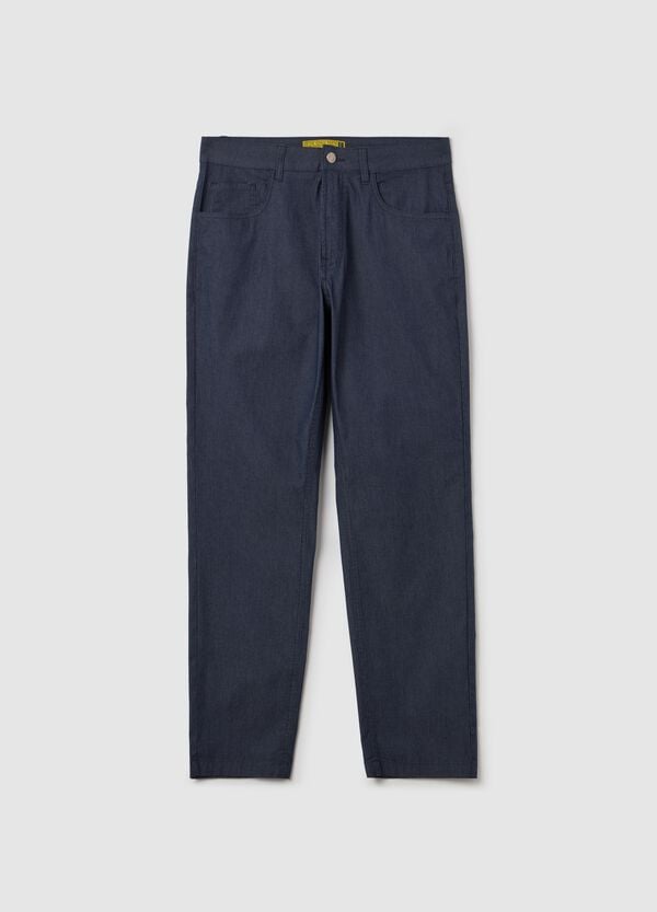 Ovs Pantaloni cinque tasche con micro trama