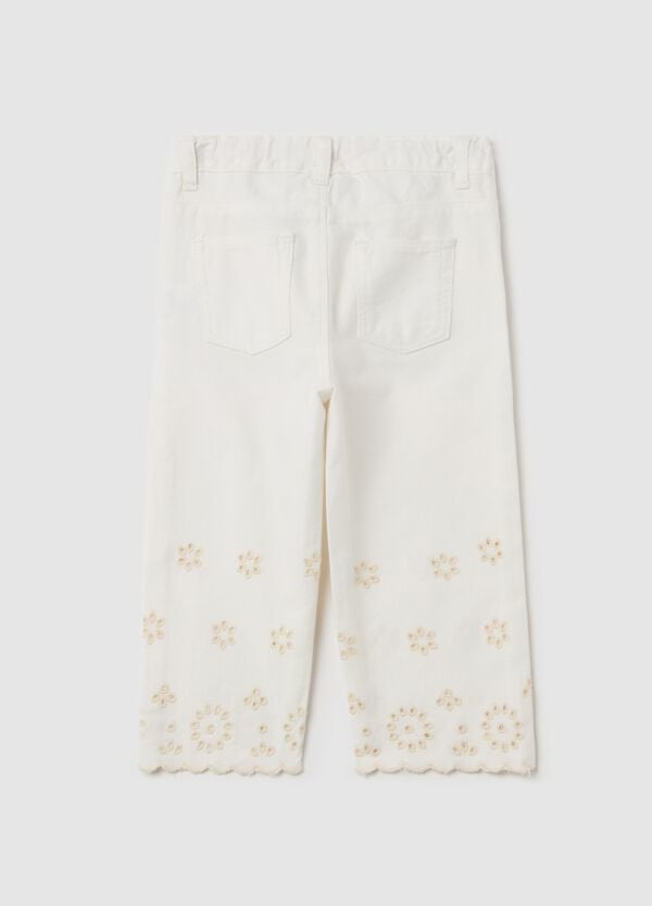 Ovs Pantaloni Cinque Tasche Con Ricamo Sangallo