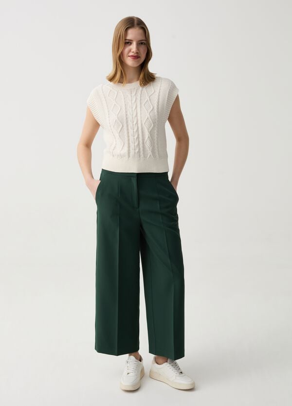 Ovs Pantaloni cropped wide leg con pinces