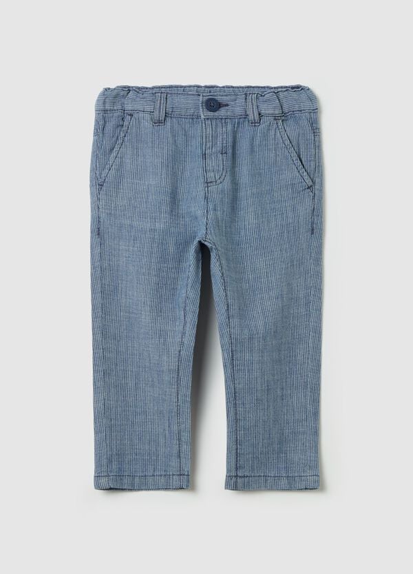 Ovs Pantaloni in cotone a righe sottili