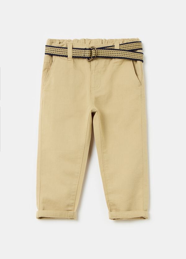Ovs Pantaloni in cotone e lino con cintura